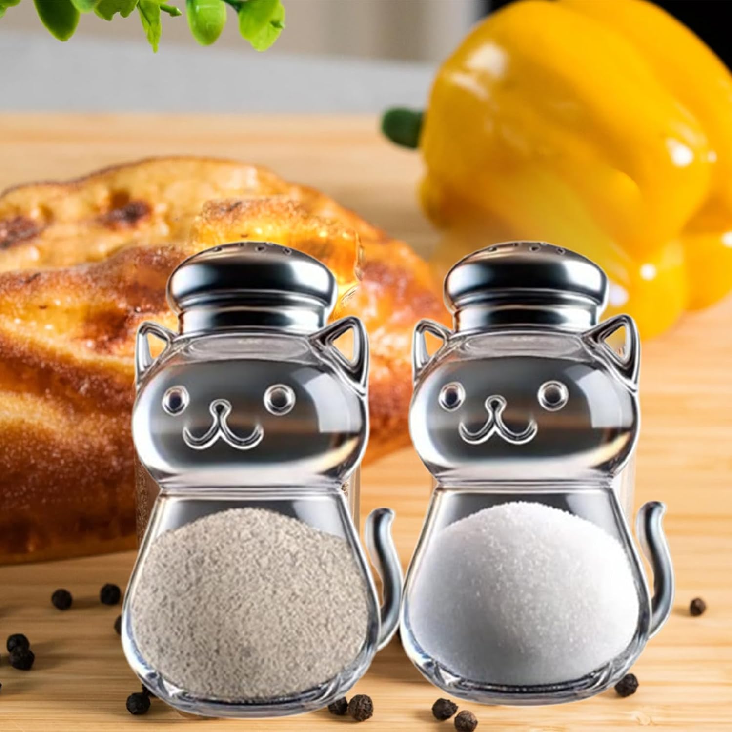 Funny Salt and Pepper Glass Bottle Unique Cat Dog And Skull Designs Stylish Spice Containers Perfect For Family And Restaurant Use (Full set (6 pieces))