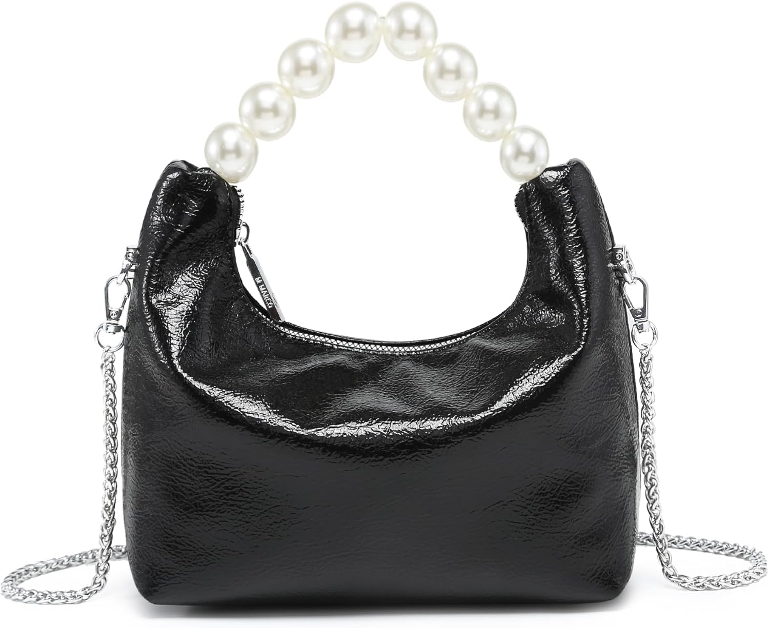 Pearl Handle Evening Clutch Purse for Women - Stylish Small Top Handle Handbags with Detachable Chain Strap for Wedding Party | Stylish, Small, Top Handle, for Wedding Party