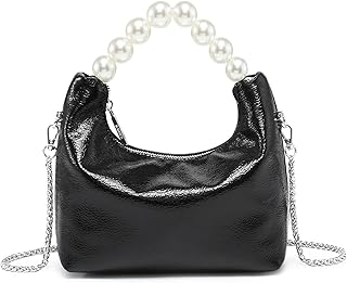 MKP COLLECTION Pearl Handle Evening Clutch Purse for Women - Stylish Small Top Handle Handbags with Detachable Chain Strap for Wedding Party