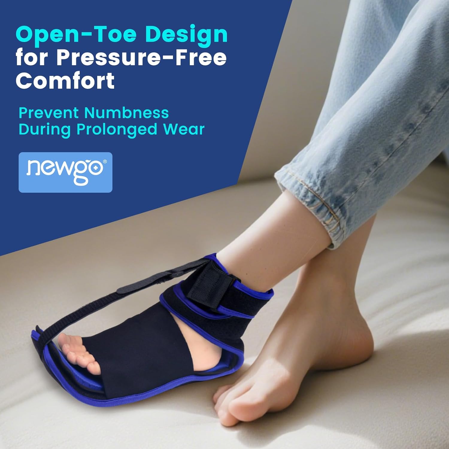 NEWGO Plantar Fasciitis Night Splint Ice Pack with Cooling Gel on Sole and Heel, Adjustable Plantar Fasciitis Brace Support for Sleeping, Pain Relief for Achilles Tendonitis, Foot Drop, Heel Spur - Image 5
