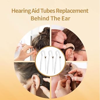 Hearing Aid Tubes - Size #13 Preformed BTE Earmold Tubing 3.5 x 2 mm Hearing Aid Replacement Tube with Gold Lock Hearing Aid Cleaning Kit (6)