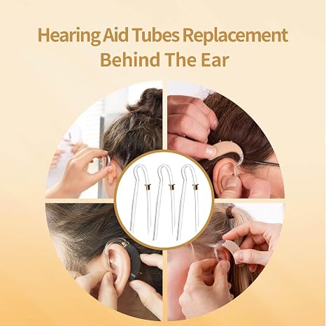Hearing Aid Tubes - Size #13 Preformed BTE Earmold Tubing 3.5 x 2 mm Hearing Aid Replacement Tube with Gold Lock Hearing Aid Cleaning Kit (6)