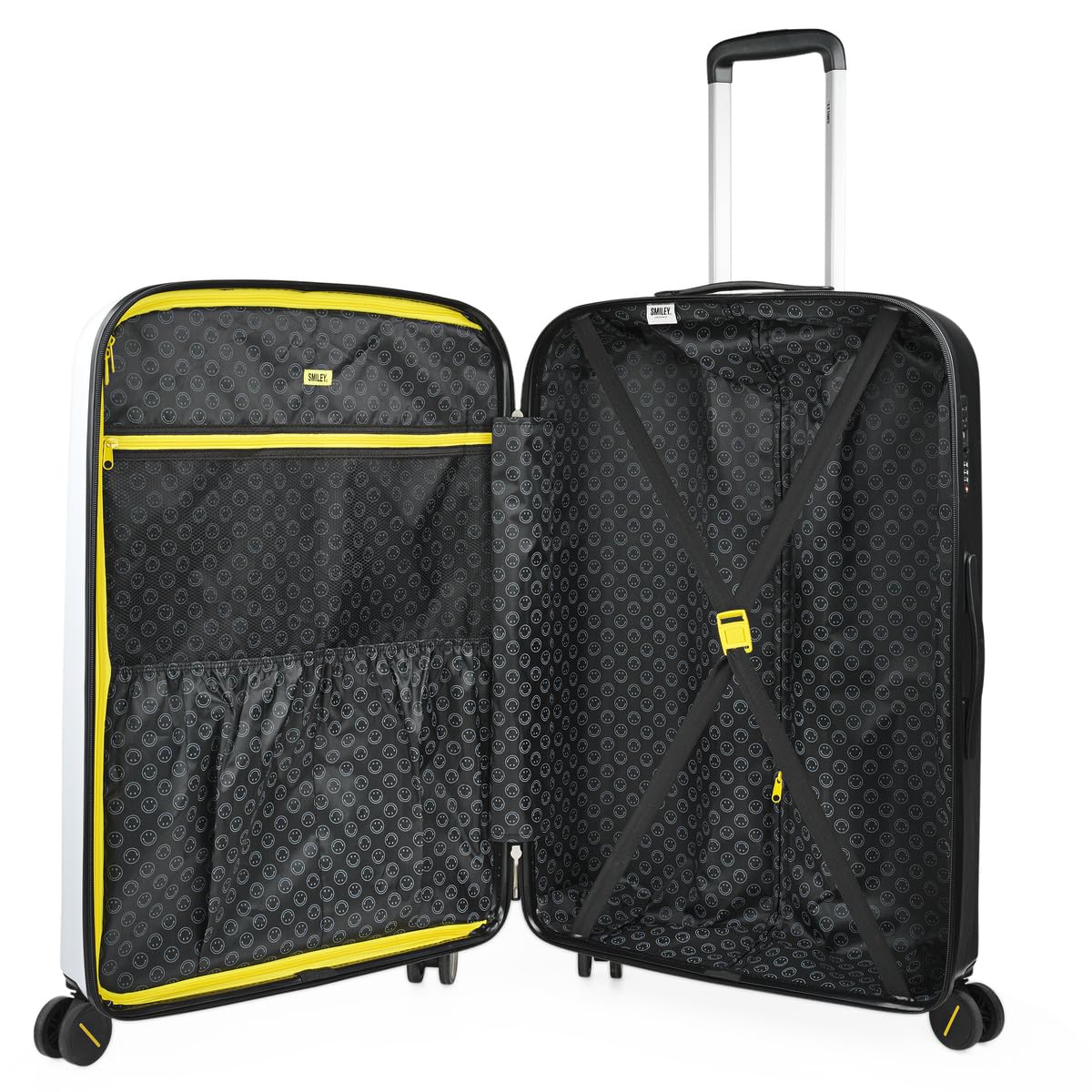 Smiley Originals - Lekkie walizki duże - Duża walizka z twardej skorupy z poliwęglanu PC 75 cm - Lekkie walizki duże z zamkiem szyfrowym TSA - Sztywna duża walizka na 4 kółkach, lekka