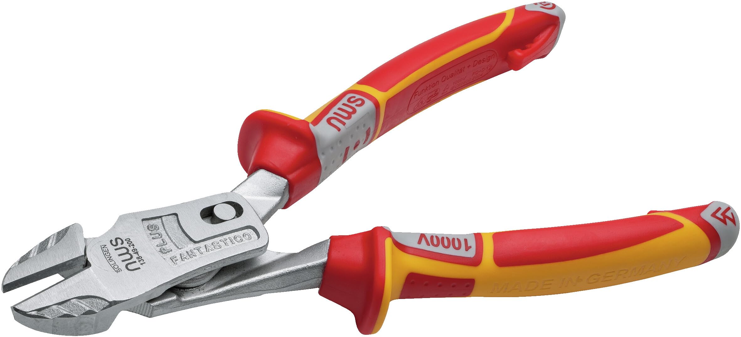NWS FantasticoPlus VDE Hebel-Kraft-Seitenschneider 200 mm, induktiv gehärtete Schneiden, ergonomischer SoftGripp-Griff, Chrom-Vanadium Stahl, VDE-Zulassung nach DIN EN/IEC 60900