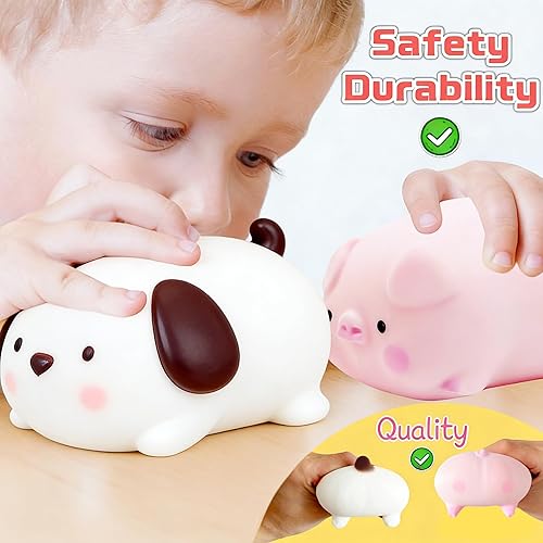 Miniatura 6 de ZTATU Pelotas para el estrés Squishy Dogge & Piggy para niños, juguetes sensoriales antiestrés (paquete de 2), juguetes sensoriales para el estrés