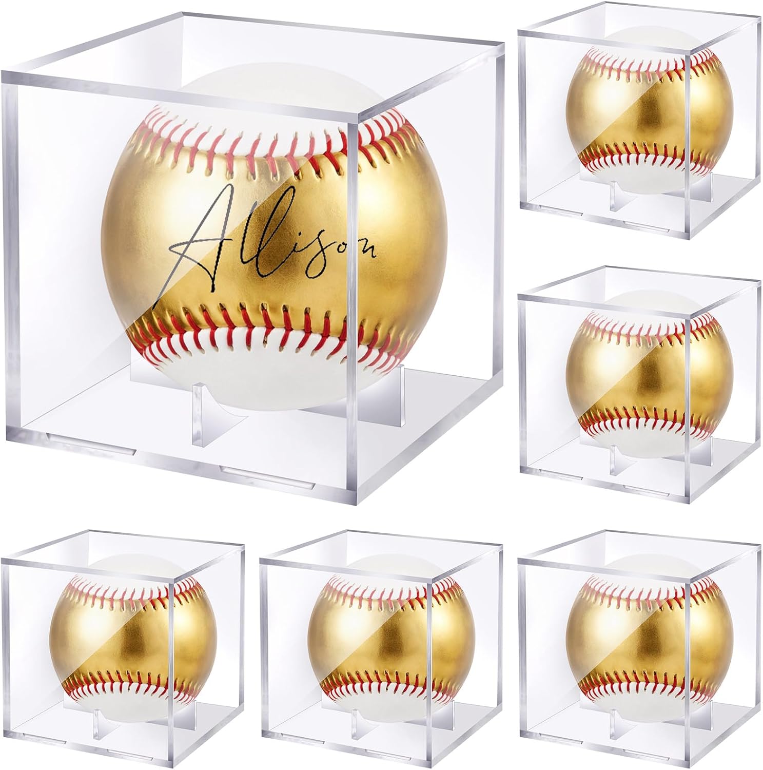 Soulchen Gold Autograph Baseball Gifts 9 Inch Blank Baseballs with Display Case 2026 Class Ball Graduation Gift for Father Son Trophies Anniversary College Coaching Gift Awards