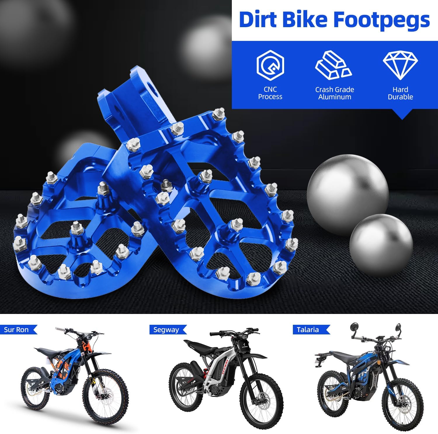 CHANGCHENG Dirt Bike Foot Pegs Motorcycle Footpegs Foot Pedals Rests CNC for Sur Ron Light Bee S/X Segway X260 X160 Talaria Sting MX3 MX4 Talaria XXX Taparia Blue