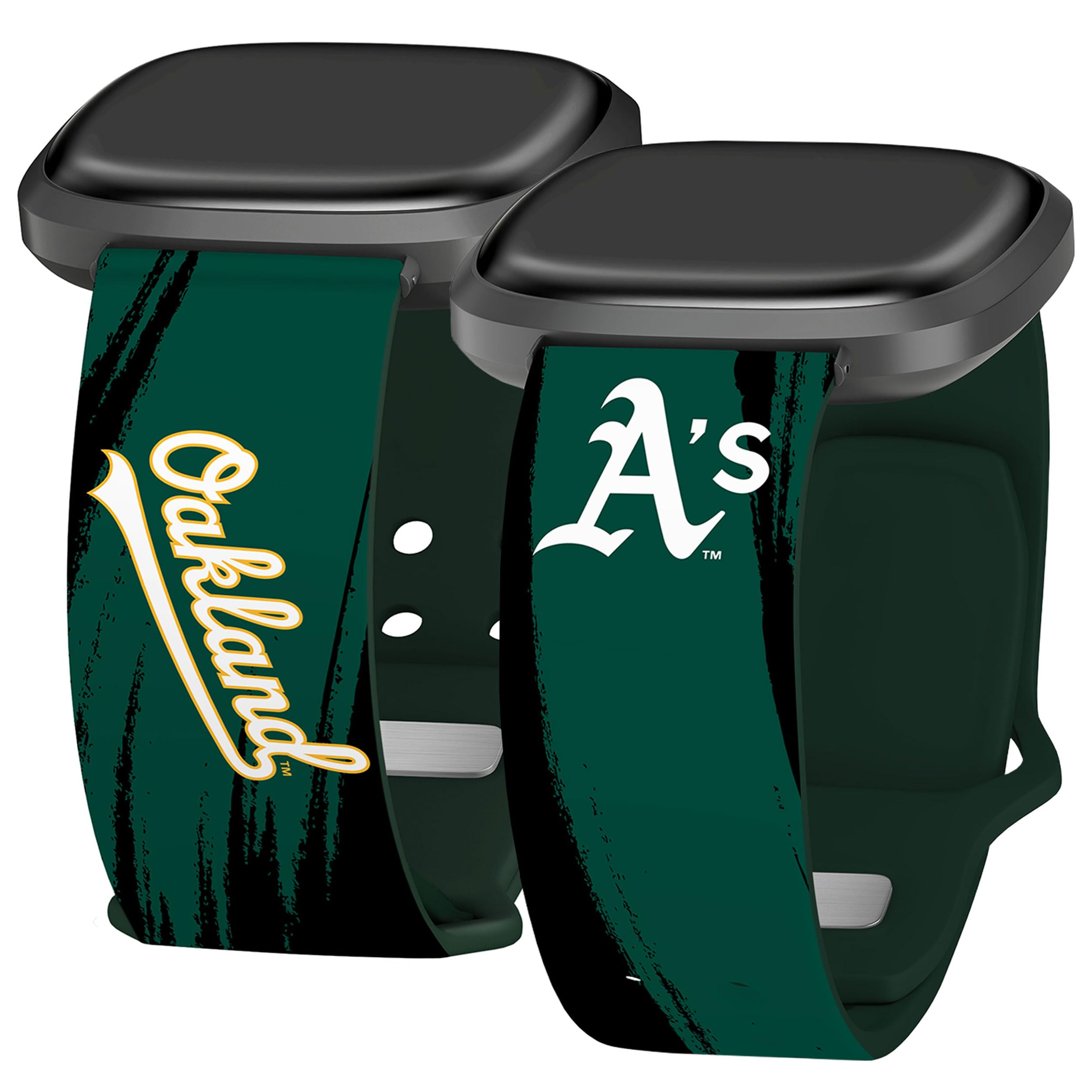 Game Time Oakland Athletics Paint Stripe HD Watch Band Compatible with Fitbit Versa 3 & Sense 1 (20mm Long)