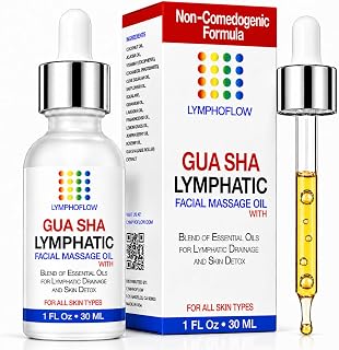 Bruizex Lymphatic Drainage Face Oil for Gua Sha & Jade Roller, 1 Fl Oz | Lightweight Facial Massage Oil for Face & Neck with Hyaluronic Acid, Vitamin A, C & E, Coconut & Jojoba Oil