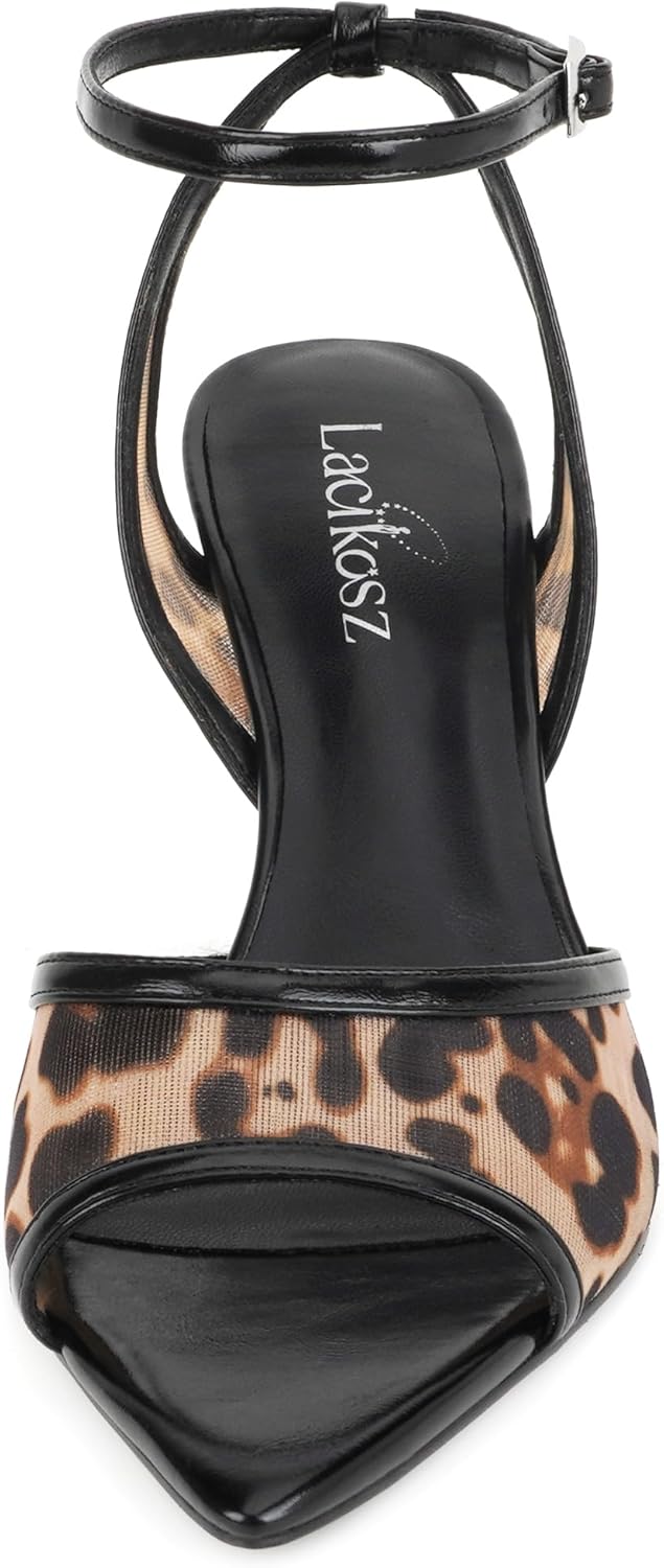 Mesh High Heels Womens Strappy Sandals Wedding Bride Dressy Shoes Pointed Toe Ankle Strap Sandals - Image 4