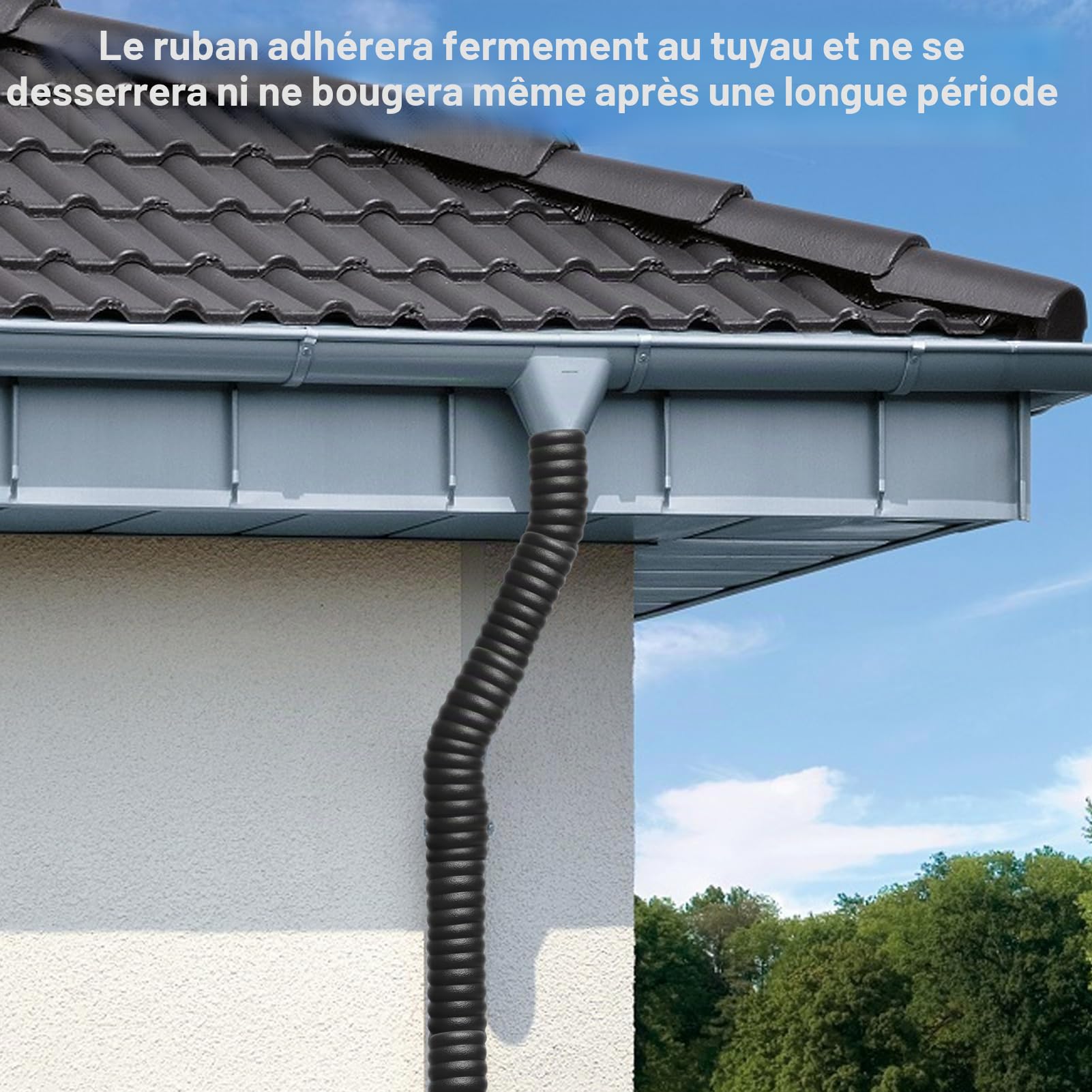 Bande d'isolation auto-adhésive pour tuyau d'eau en plein air, bande de réduction du bruit, bande d'isolation en mousse d'hiver, 2 m x 8 cnm pour protection contre le gel en hiver (noir)