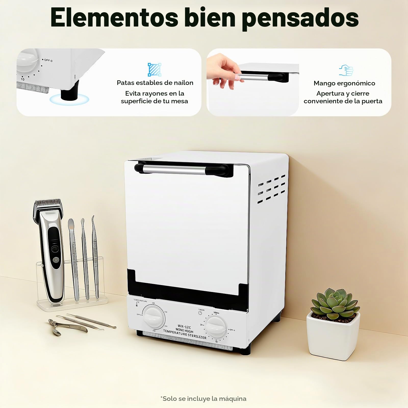 Esterilizador de alta temperatura de 1000 W, esterilizador de aire caliente de 12 L, caja de desinfección por infrarrojos a 250 °C con temporizador, esterilizador de calor seco con bandeja para