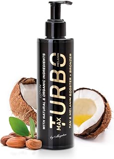 Natural Solarium Lotion MegaTan Max Turbo with Bronzer 160ml | Dark Tan Accelerator for Sun Benches | Intensivator and Melanin Enhancer | Tan - Nourishing Body Lotion