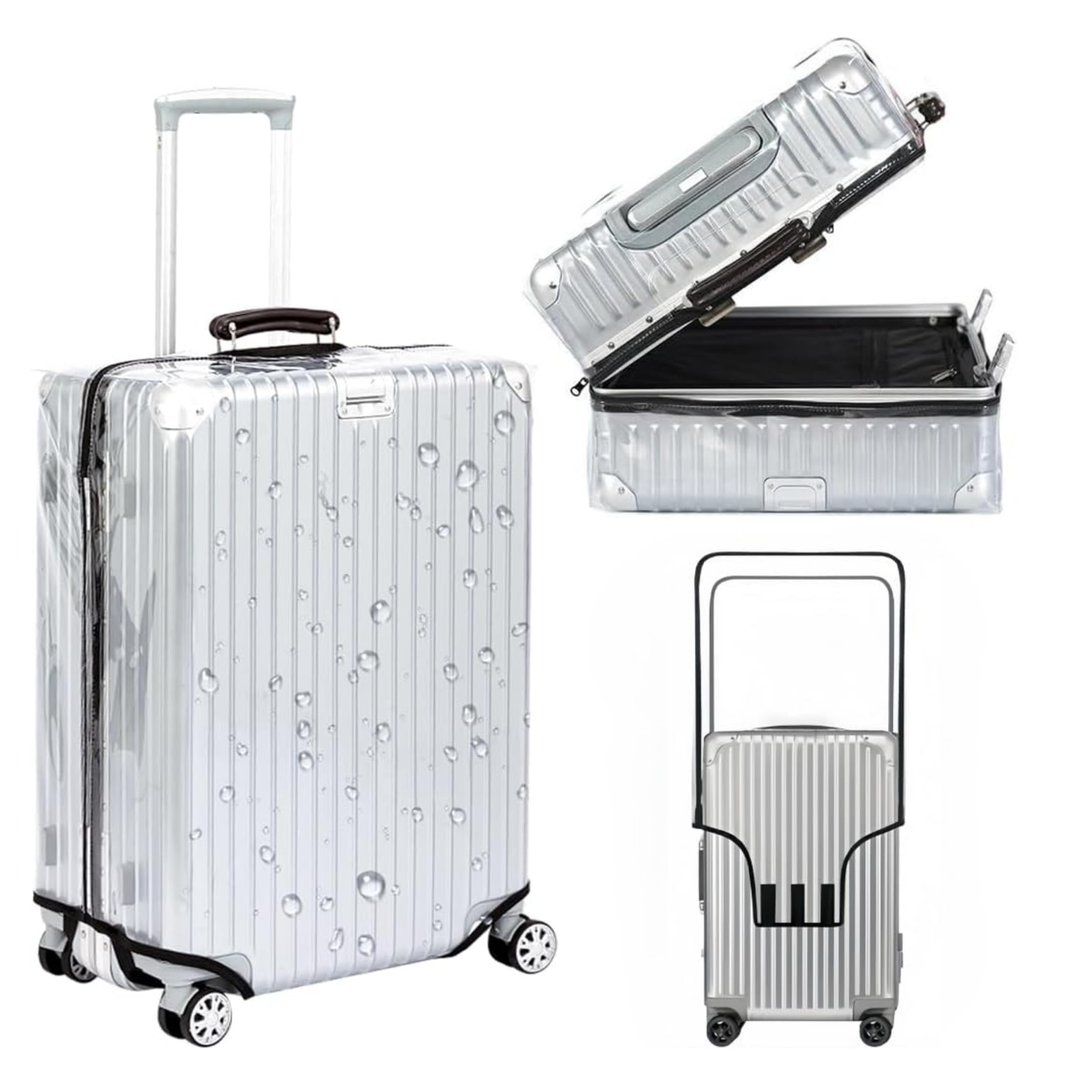 PVC Zippered Clear Suitcase Cover – Soft Side, Waterproof and Dustproof Protector - 28 Inch-image-38