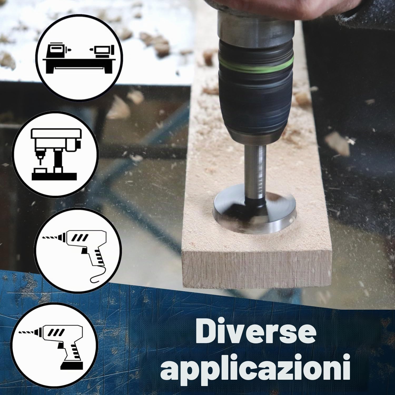 Forstner - Set di punte professionali per legno, diametro 6 – 54 mm, 16 pezzi, punte per trapano per legno