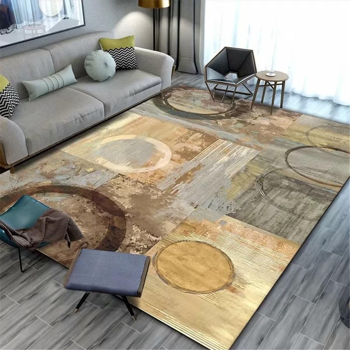 Tapis salon design moderne duveteux et grand tapis d'entrée 60x120 cm