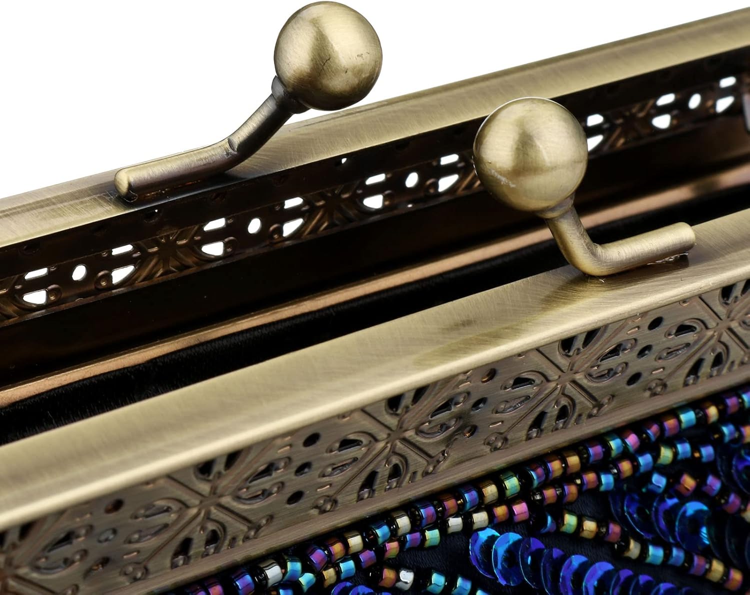 Peacock Clutch Beaded Sequin Vintage Evening Handbag 1920s Party Wedding Purse - Image 6