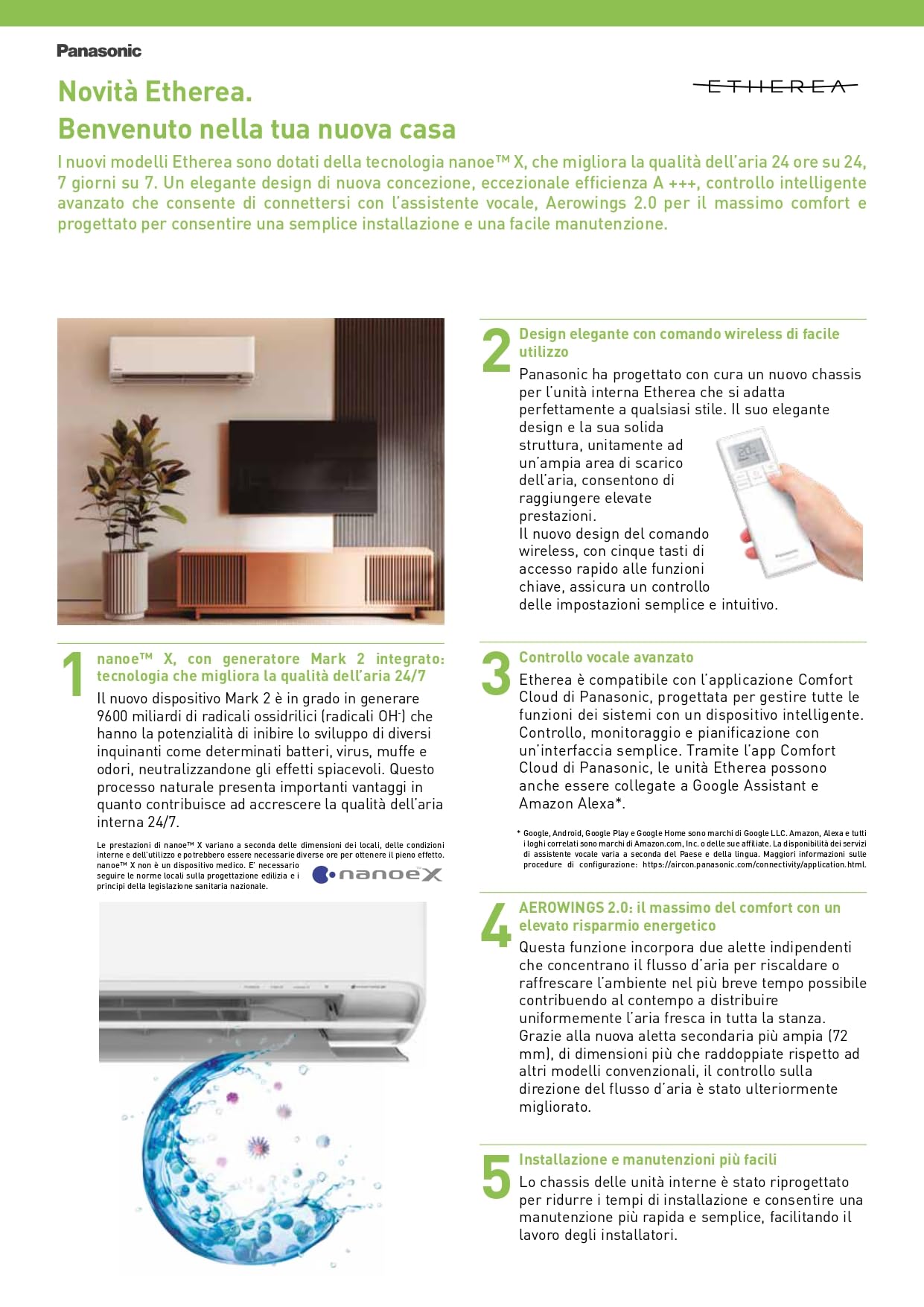 Panasonic CU-Z35CKE CS-Z35CKEW Linea Etherea, Mono-split 12000 Btu, Super Silenzioso, Nanoe™ X, Aerowings, Controllo Umidità, Wifi Integrato, Classe Energetica A+++