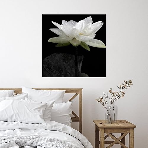 Miniatura 44 de Calcomanías murales de flores de loto blanco, calcomanías de pared personalizadas con flores florales, calcomanías de vinilo para mural con citas