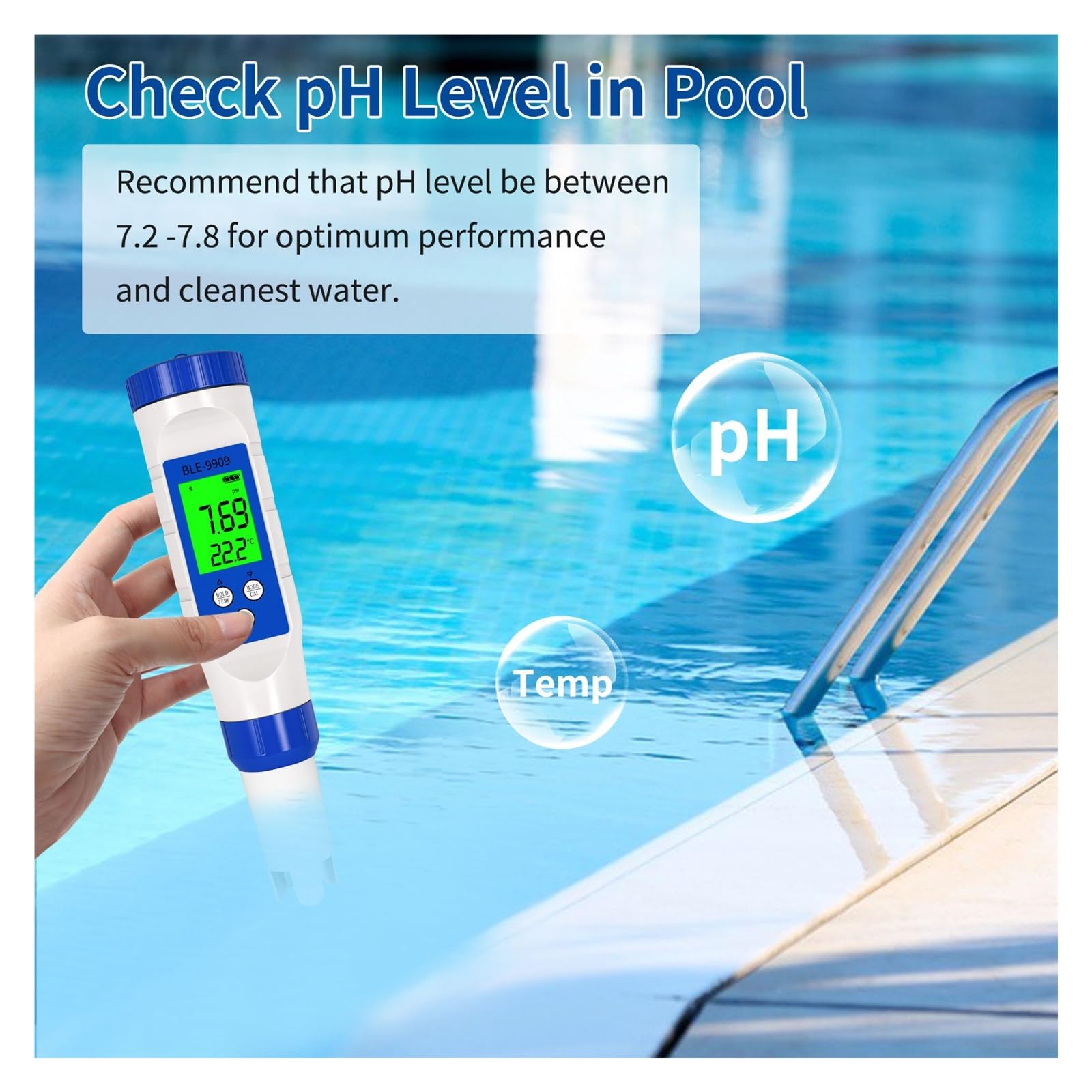 5 in 1 Salinità EC TDS Temp PH Meter Qualità dell'acqua PH Tester Controllo APP for acquario Piscina Fish Tank