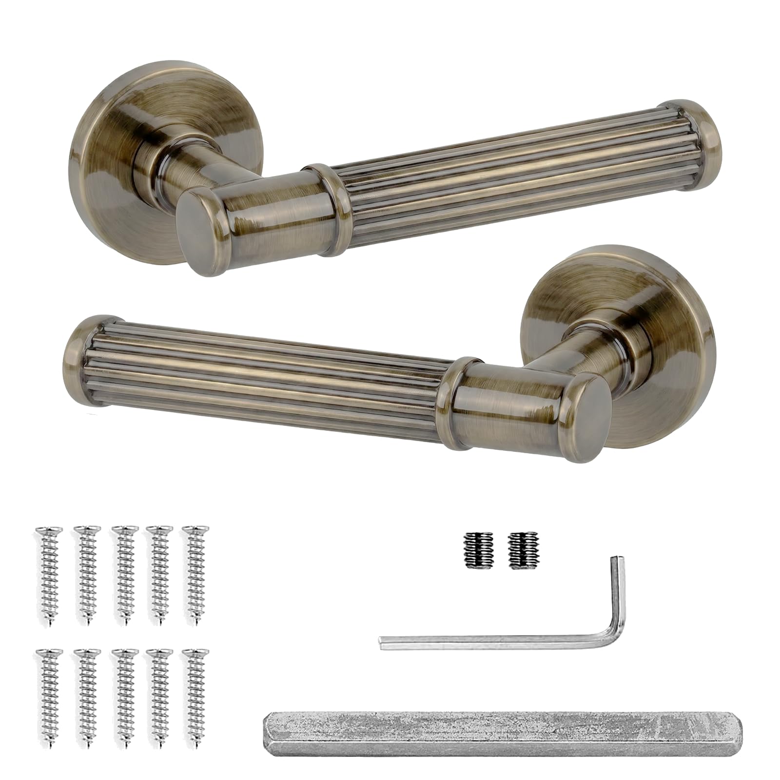 Decoranddecor Leto Antique Brass Internal Door Handles, 1 Pair
