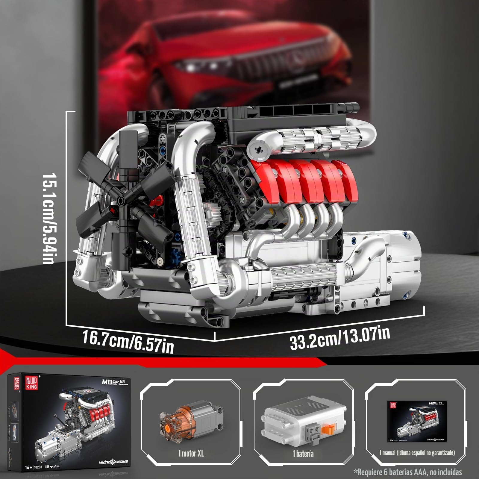 Kit de construcción del motor V8 Mould King 10203