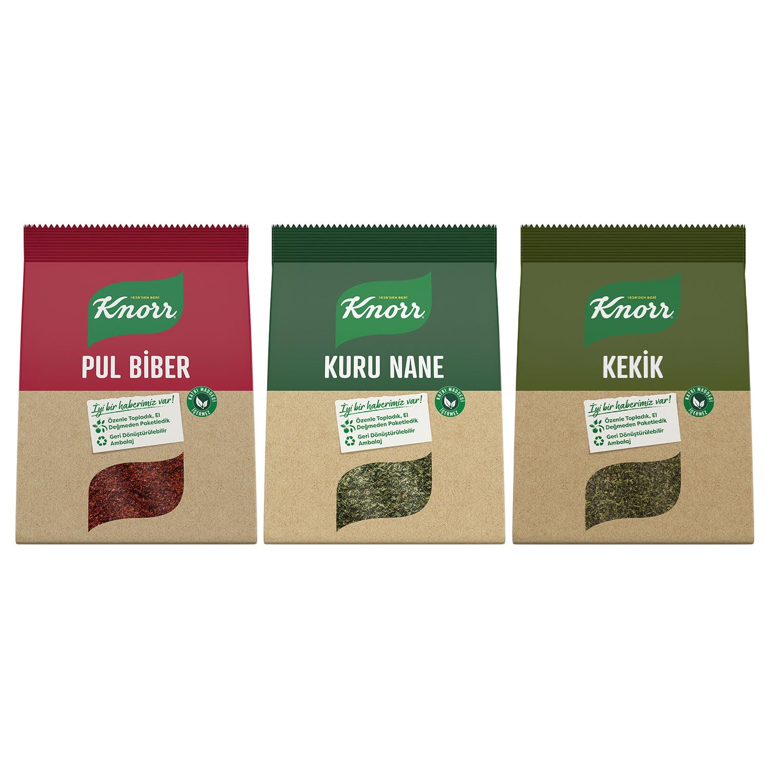 Knorr 3'lü Ekonomik Büyük Boy Baharat Paketi Pulbiber 200gr + Nane 65gr + Kekik 55 Gr