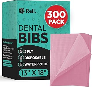 Reli. Pink Dental Bibs (300 Pack) | 13"x18" Dental Bibs Disposable for Patients, Dentists | 3-Ply Waterproof, Disposable Sheets for Medical Tray Cover, Nail Mat, Tattoo Shop