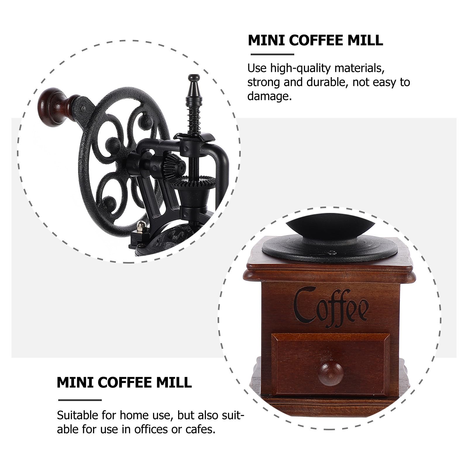 ULTECHNOVO Vintage Kleiner Kaffeemühle und Eisen Manuell für Kaffeebohnen und Pfeffer Tragbar für Camping und Reisen