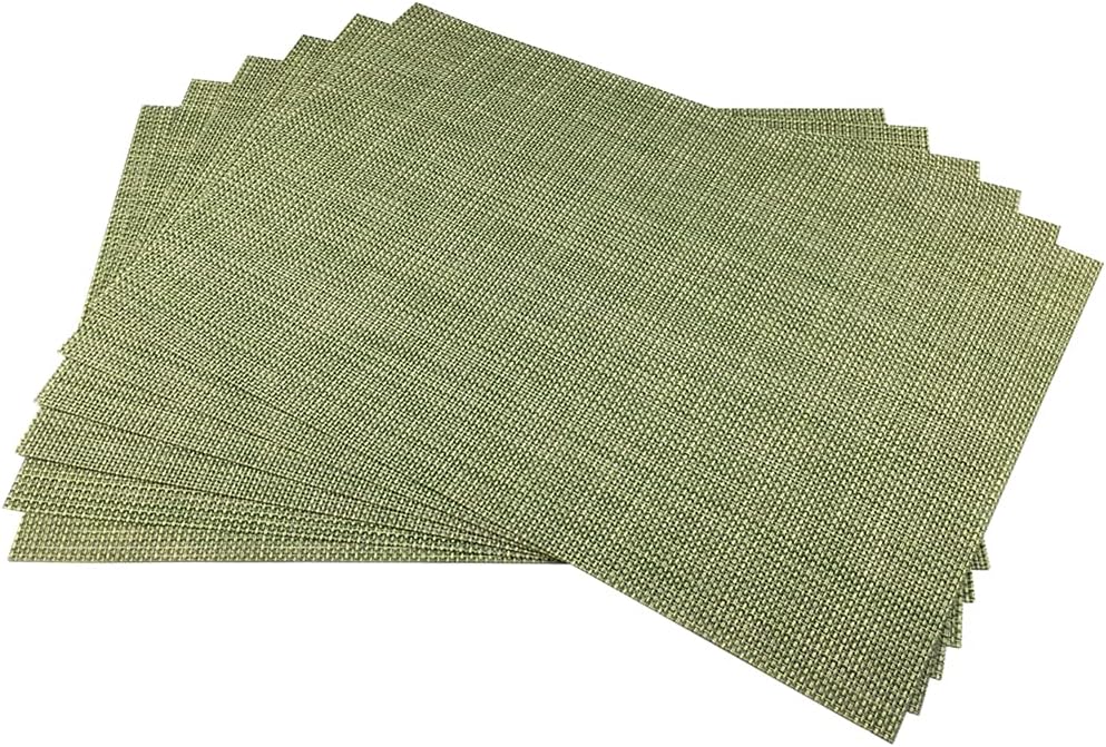 WAZAIGUR Placemats,Easy to Clean Crisscross Woven Vinyl Place Mats Durable Non-Slip Heat Resistant Table Mats,Placemats for Kitchen Table Set of 6,Green and Yellow : Home & Kitchen