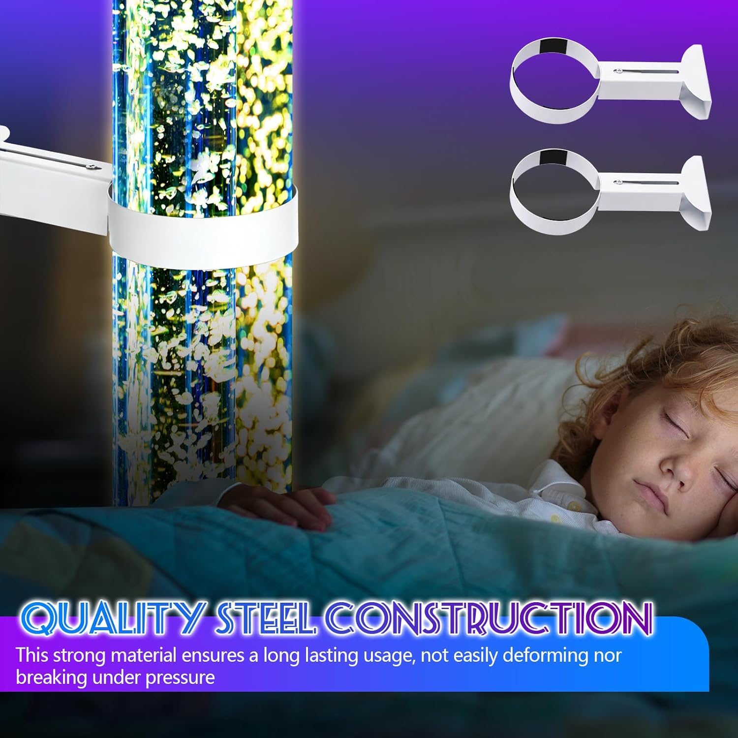 Tandefio 1 Pcs Sensory Bubble Tube Wall Bracket Extending 11 cm Diameter Wall Mounted Bubble Light Holder Water Floor Lamp Holder to Prevent Spillages and Keep Fish Aquarium Tank Stand Safe (White)