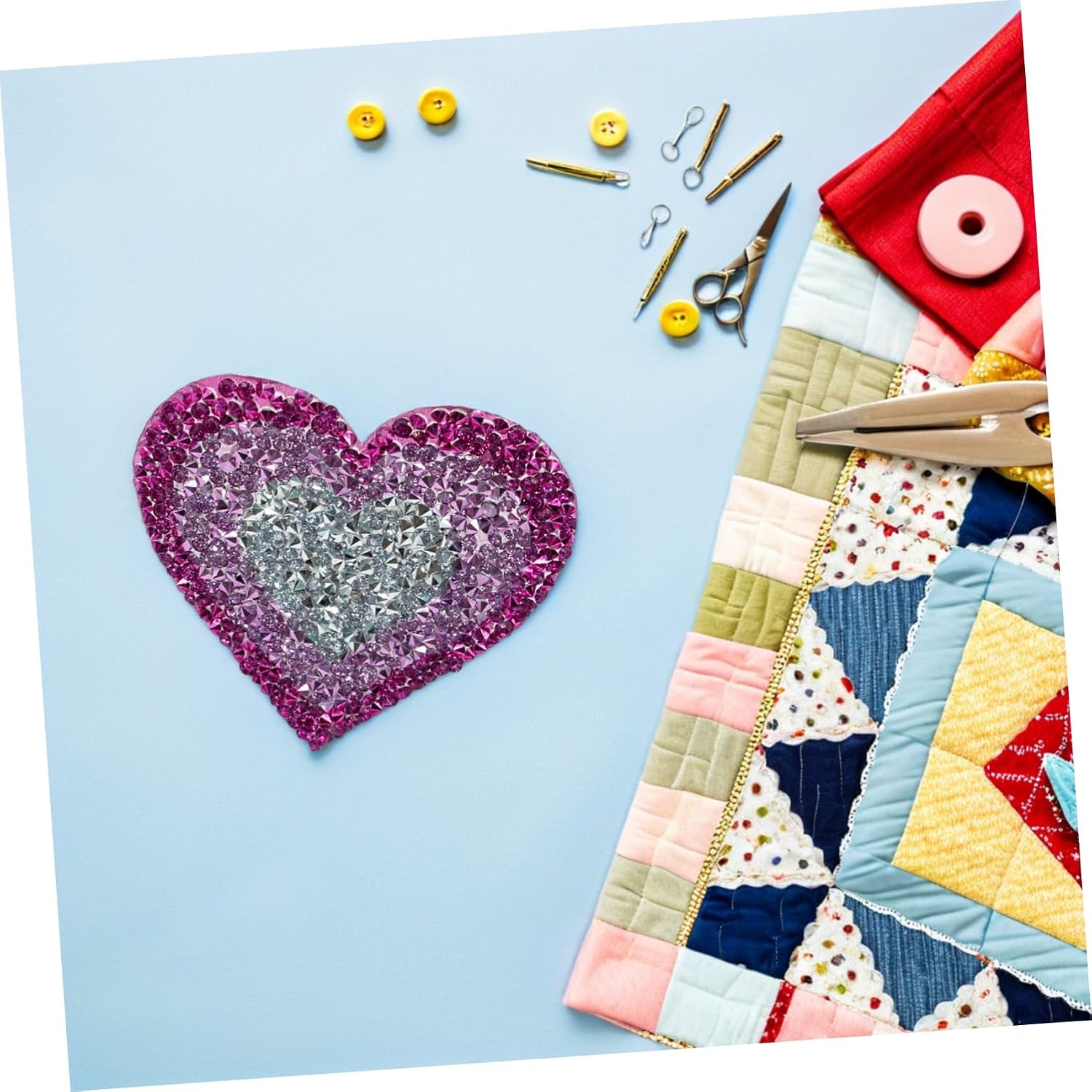 10pcs Gradient Color Rhinestone Heart Patches with Hot Melt Adhesive, Glitter Iron on Appliques for Hats and Sweaters, for Crafts and Revamping Old Clothes