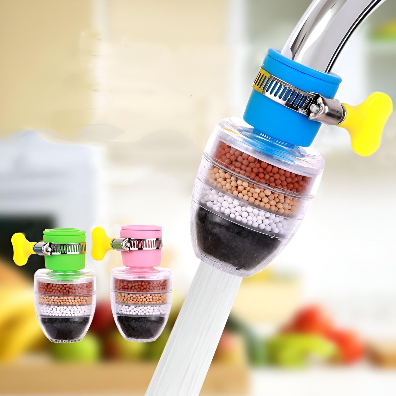 Pack of 2 Activated Carbon Faucet Water Filter | Tap Water Purifier for Kitchen & Bathroom | Hard Water & Chlorine Removal | Universal Leak-Proof Tap Filter (C)-image-34