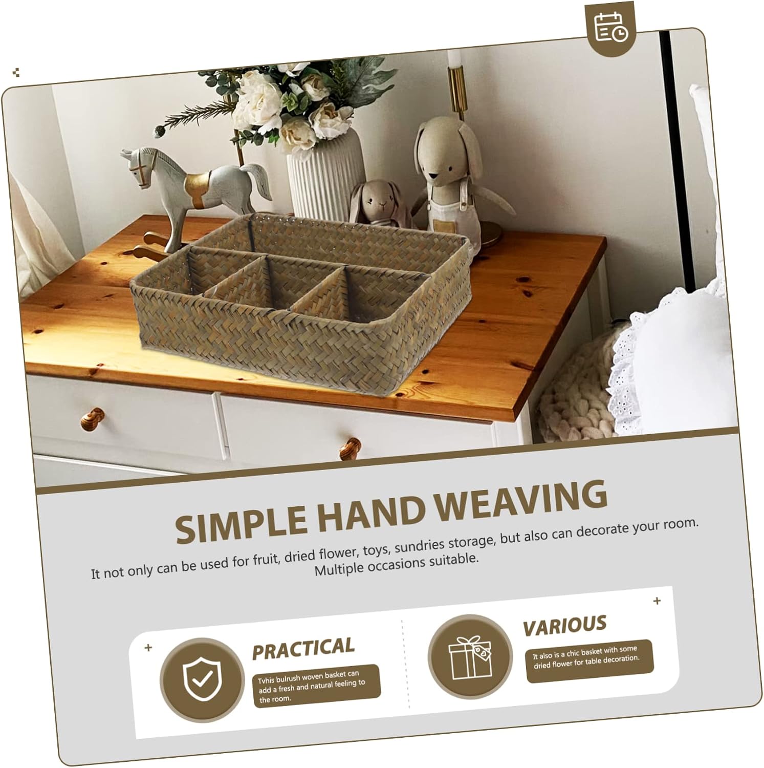 Zerodeko Handmade Tea Organizer Basket Small Storage Bin for Kitchen Countertop Bar Office Decorative Multi-purpose Storage for Tea Bags