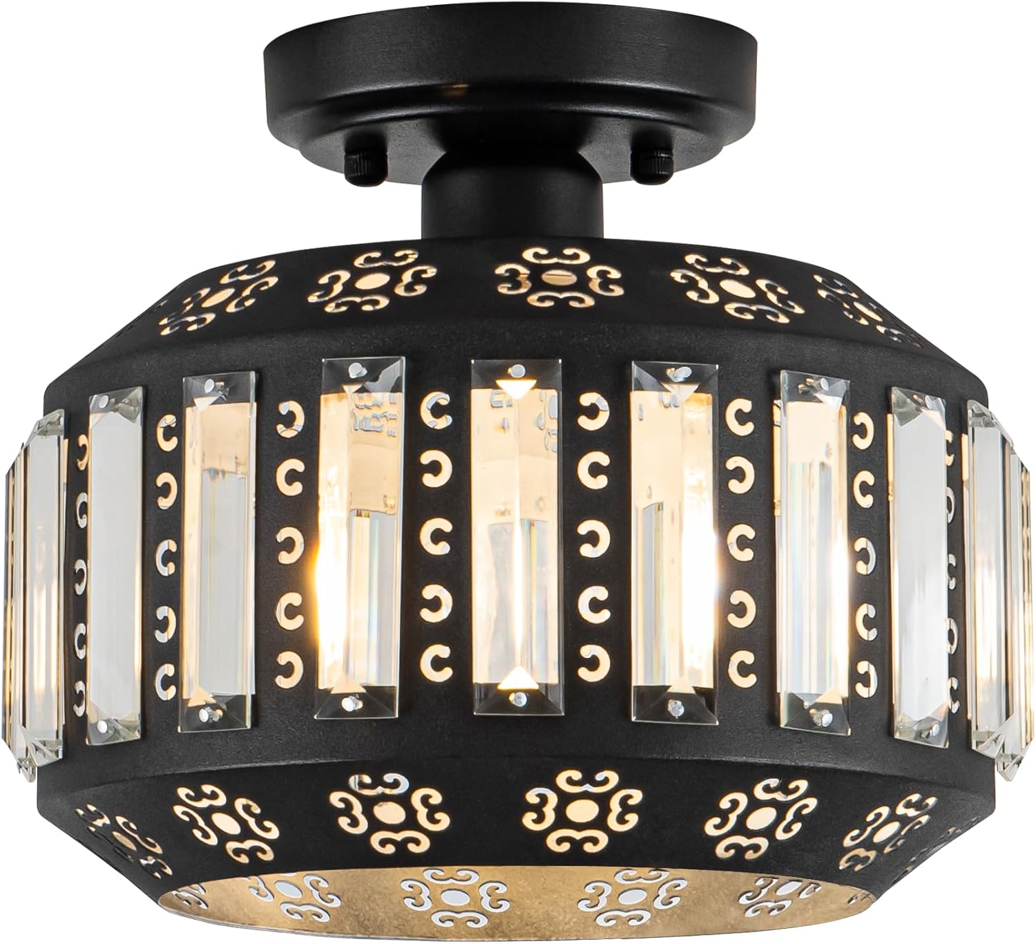 Black Ceiling Light Fixture Vintage Light Fixture Ceiling Mount, French Country Ceiling Light for Bedroom Kitchen Hallway Foyer Entryway< Bulb NOT Included >