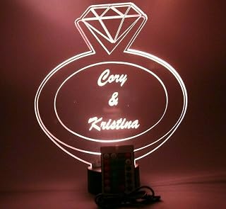 She Said Yes, Will You Marry Me Diamond Engagement Wedding Ring Night Light Up 6 Colors LED Engraved Custom Will You Marry Me Names Personalized Couples Partner Love Gift Table Lamp Room Decor
