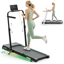 Akluer Foldable Treadmill with 12% Auto Incline Adjustable Handlebar Height | Portable Under Desk Walking Pad with Incline, Quiet Foldable Treadmills for Home Hiking with Speaker APP, Remote & LED