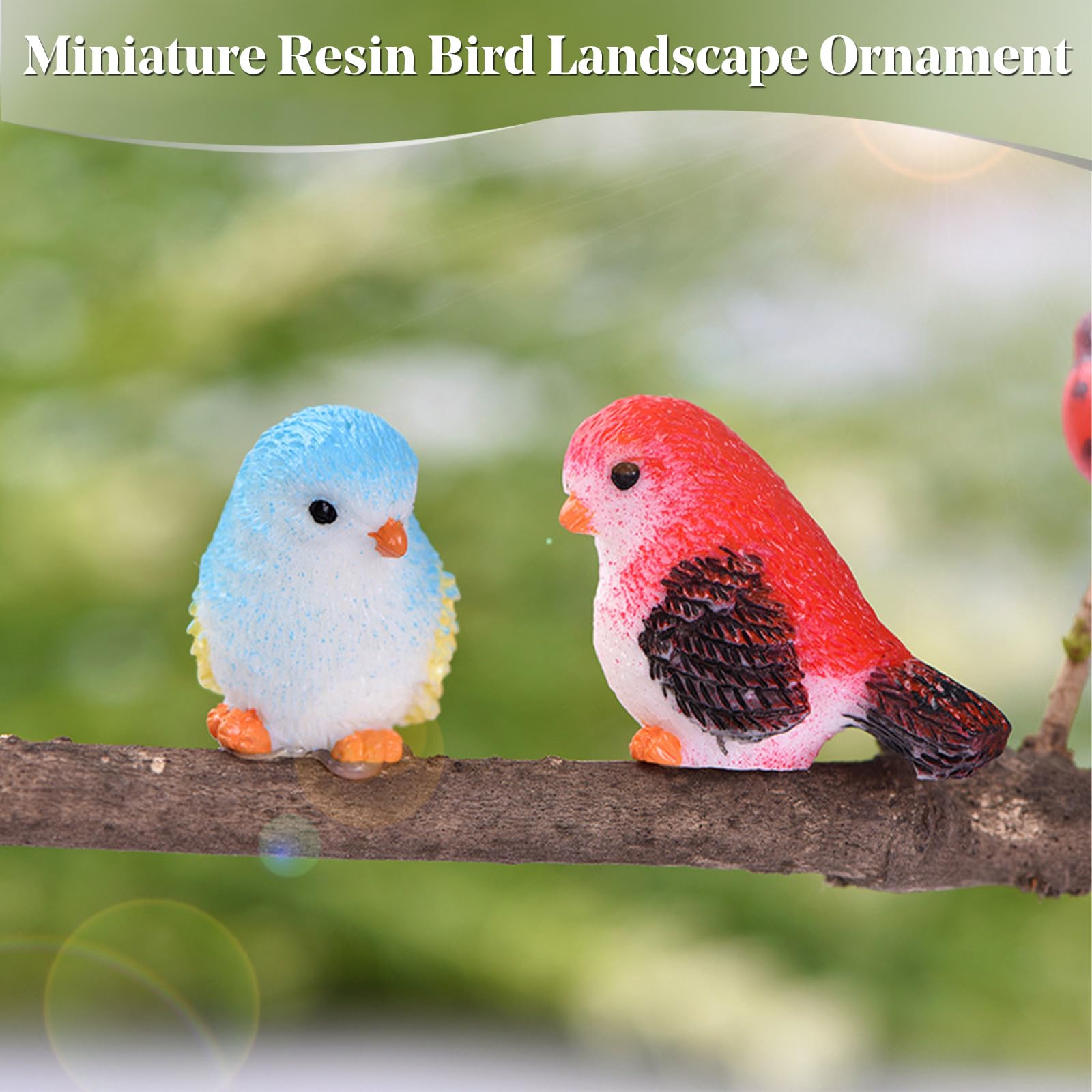 ApexPine 10pcs Miniature Resin Bird Figurines Simulation Tiny Bird Figure Statues for Garden Micro Landscape Cake Topper Dollhouse Table Decorations - Image 3