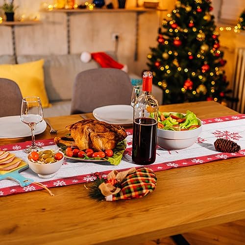 Miniatura 6 de Camino de mesa de Navidad de Papá Noel, decoración de mesa de comedor para interiores y exteriores, decoración de fiesta, 13 x 71 pulgadas