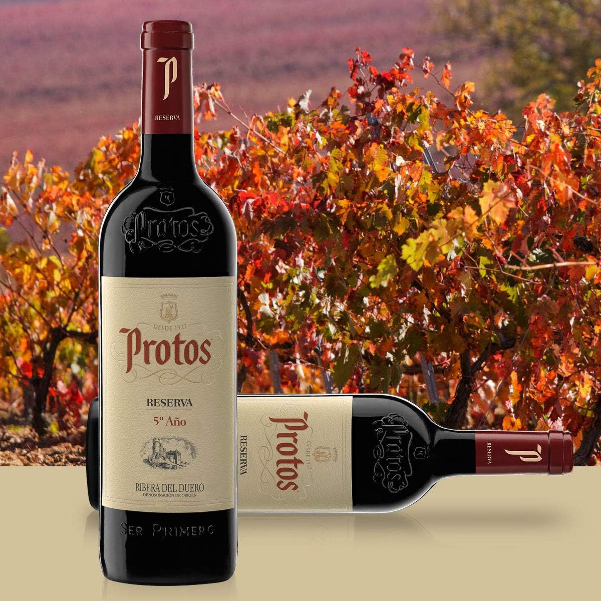 Protos Vino Tinto Reserva Denominación de Origen Ribera del Duero, Variedad Tempranillo, Botella individual con cánister de 750 ml, Estuche regalo