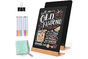 NEWNEWSHOW 2 Pack Tabletop Chalkboard with Wood Holder