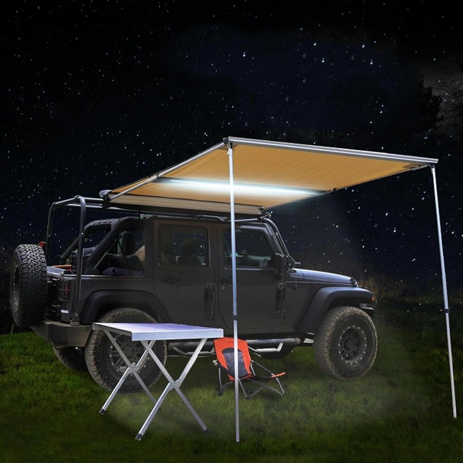 AMNOOL 200 Cm × 250 Cm Car, Removable Tent, UV50+Refuge, Campaign Stores, SUV with Waterproof Storage Bag (Color: with LED Light with)