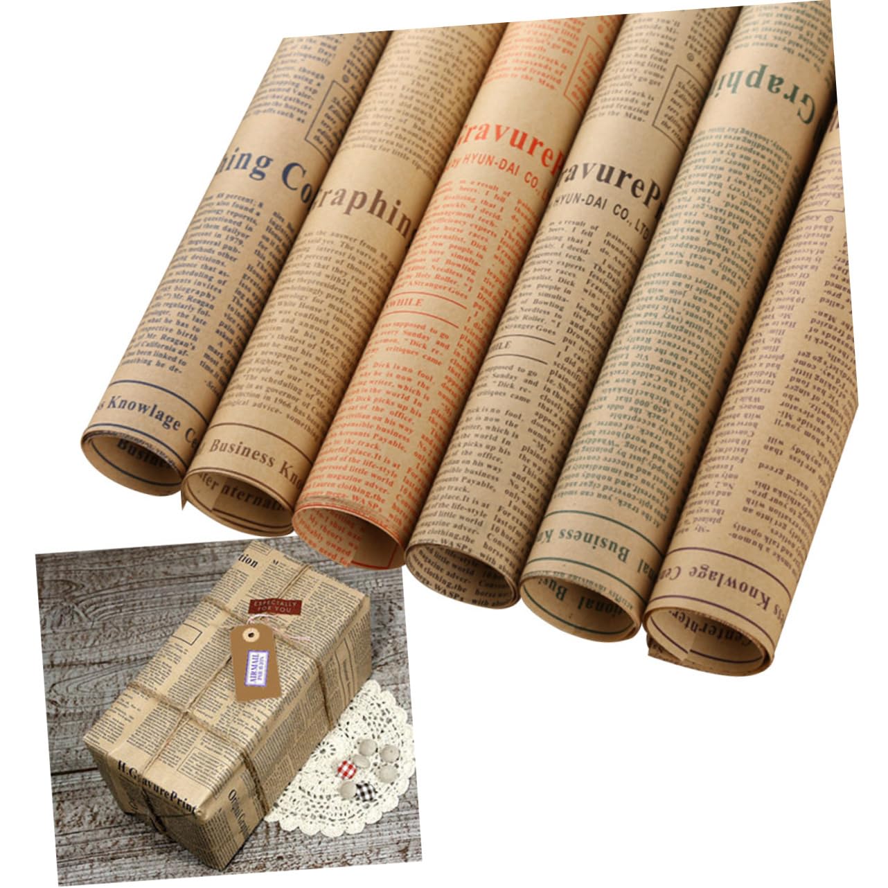 Amosfun 50blätter Vintage-kraftpapier für Geschenkpapier Blumenverpackung und Papierverpackungen Reißfestes Geschenkpapier aus Hochwertigem Papier Geeignet für Geburtstag Zufälliger Stil