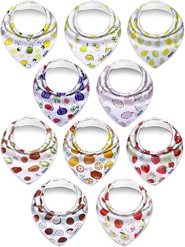 Miniatura 20 de Drool Bibs for Babies – Organic, Unisex, Soft Absorbent Teething Bibs with Adjustable Snaps Paquete de 10 baberos de dentición de moda,Paquete de 10