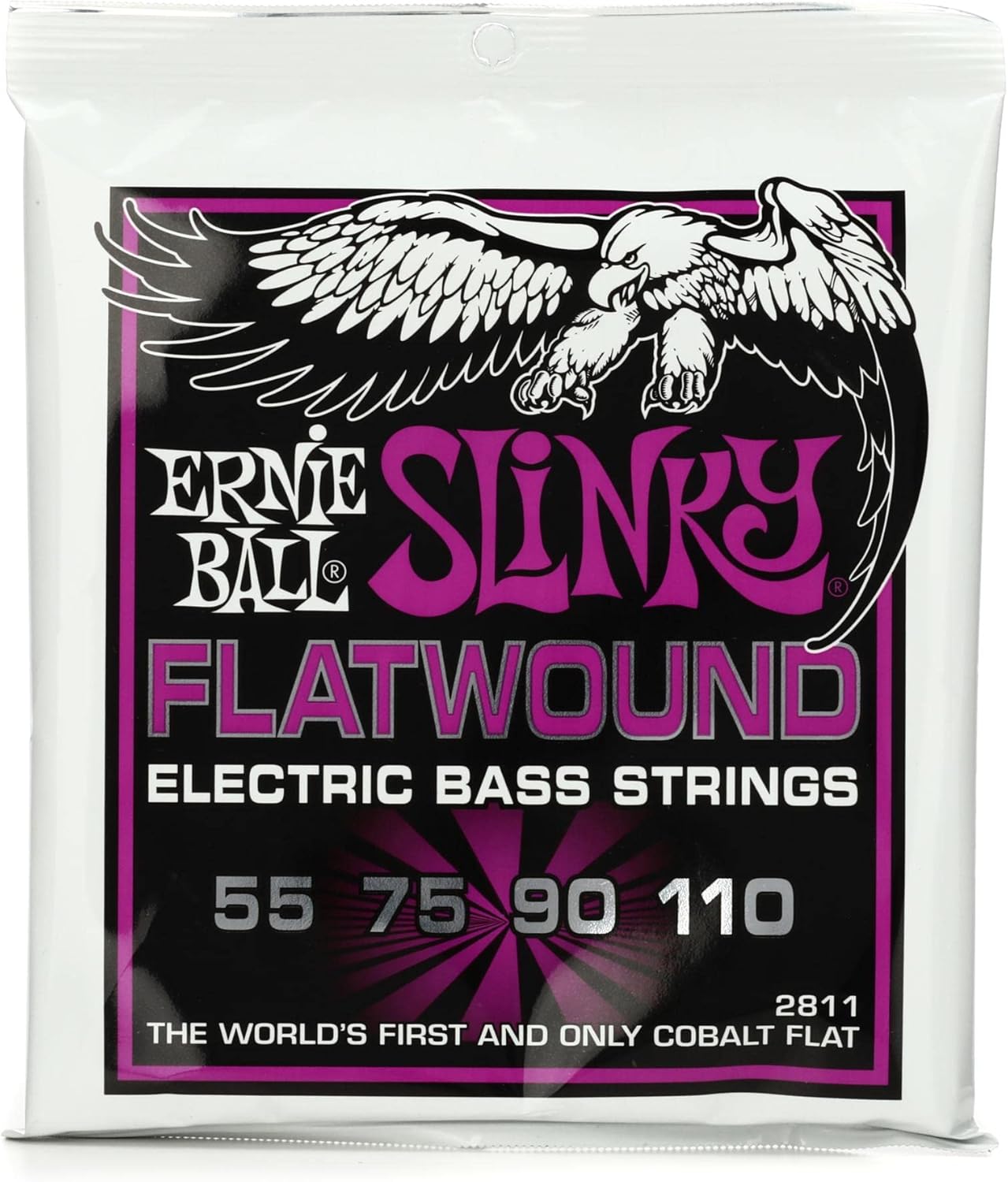 Ernie Ball Power Slinky Flatwound Bass Guitar Strings, 55-110 Gauge (P02811)