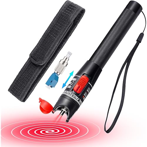 Visual Fault Locator with 50 km Range, Fiber Optic Tester with Universal 2.5mm Adapter for SC/FC/ST/LC Connectors, CATV Telecommunications & Network Maintenance （50km）