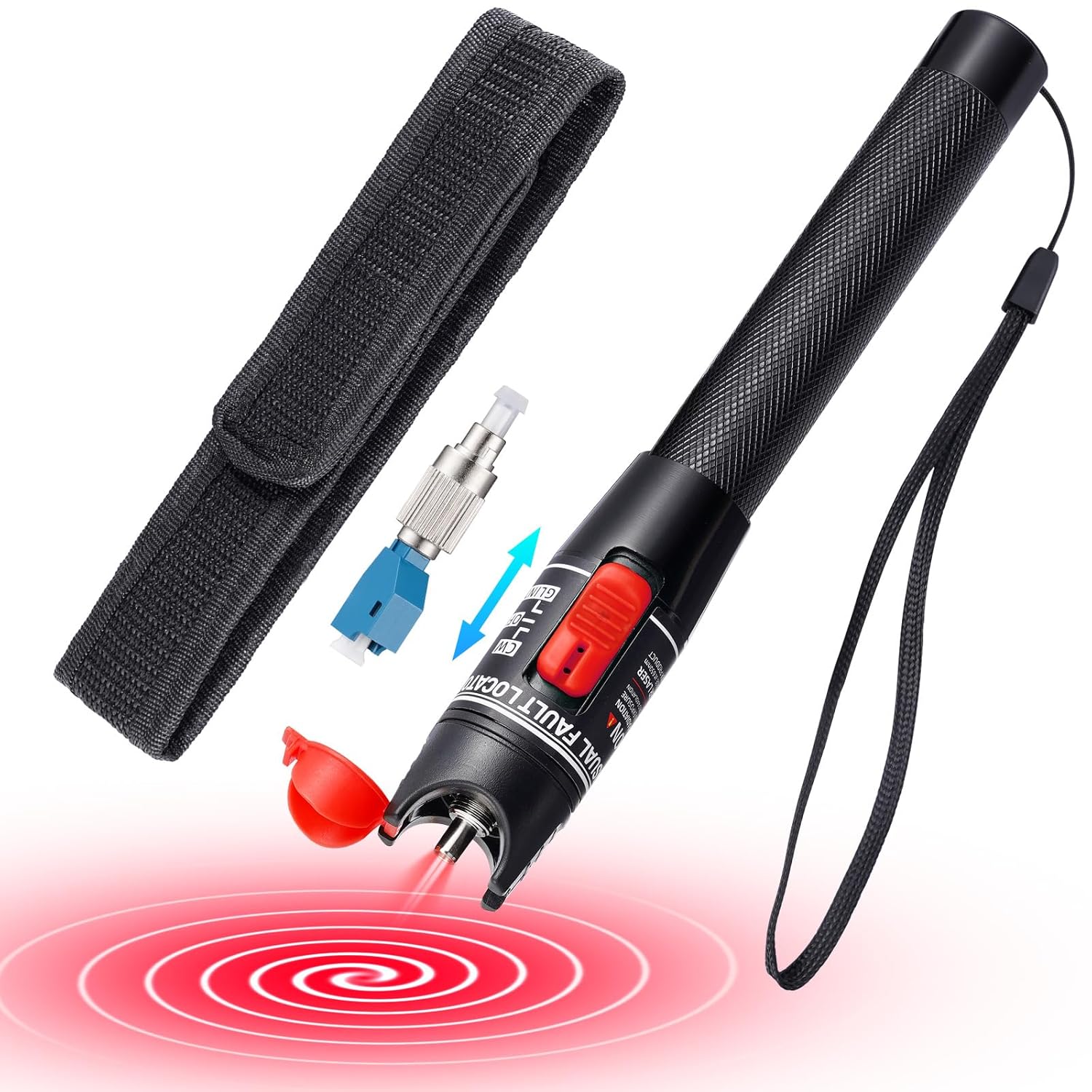Visual Fault Locator with 50 km Range, Fiber Optic Tester with Universal 2.5mm Adapter for SC/FC/ST/LC Connectors, CATV Telecommunications & Network Maintenance （50km）