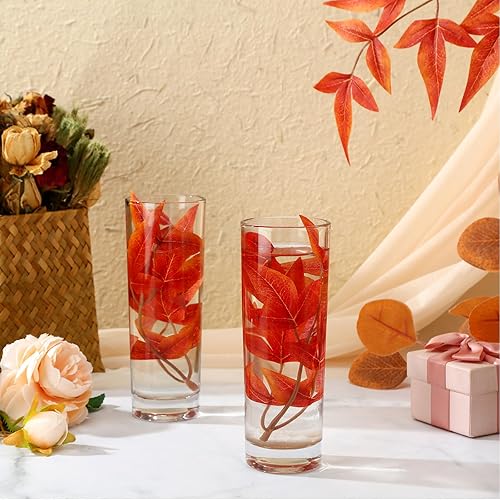 Miniatura 5 de 50 mini agujas artificiales de pino de eucalipto y hojas de arce para velas flotantes, rellenos de jarrones de tallo de hojas flotantes para otoño,