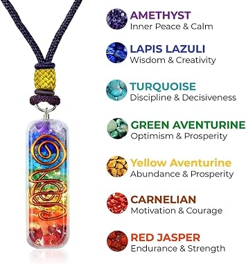 Orgonite Crystal Seven chakra FOL pyramid & Pendant Set, Orgonite Pyramid for Energy Healing - Orgonite Kit - Protection With Seven Chakra Orgonite Necklace