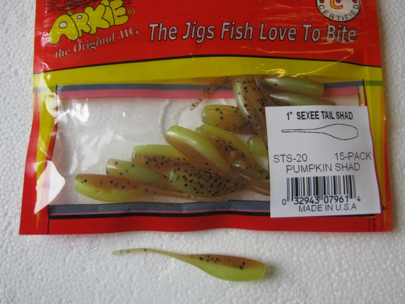Arkie Lures STS-20-15 Sexy Tail Shad- #20 Pumpkin Shad- 15 Pack